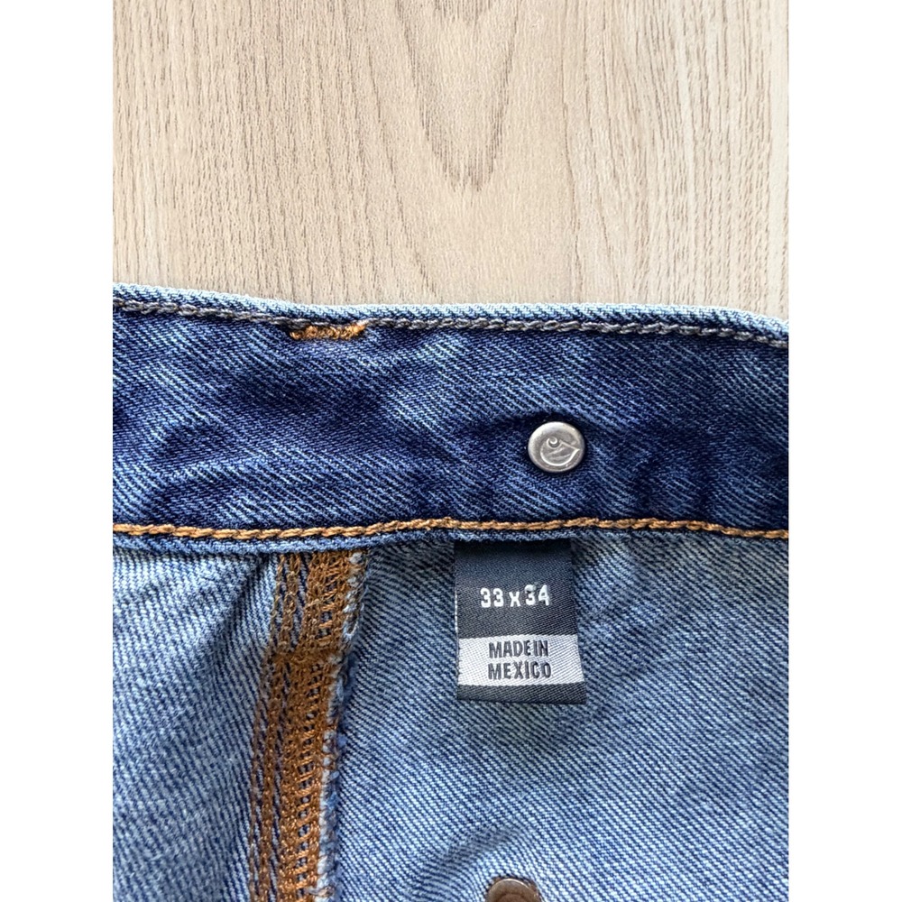 Carhartt Double Knee Logger Jeans Mens 31x28 Blue Distressed Raw Hem B07 STW - Picture 5 of 9